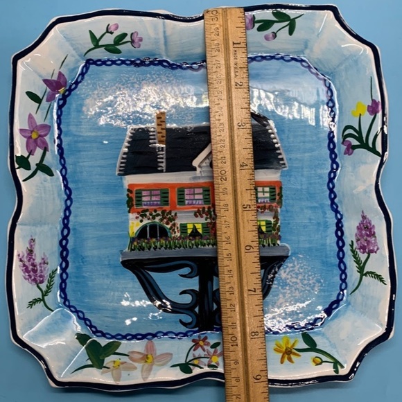 HandPainted CCBC Craft Council of Brit Columbia BIRDHOUSE FLOWERS 9" Plate - Picture 12 of 12